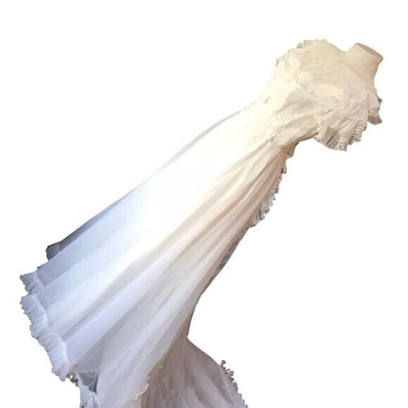 Vintage Handmade White Lace Wedding Dress 1985 Ruffles Cottage Core 4/6 - Picture 7 of 16